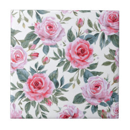 Padrão de aquarela Cottagecore floral rosa-pink