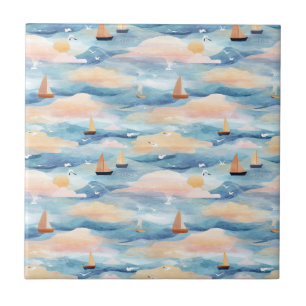 Padrão de Aquarela de Barcos à Vela Sonhadores (5)