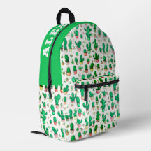 Padrão de aquarela de cacto verde e branco fofo