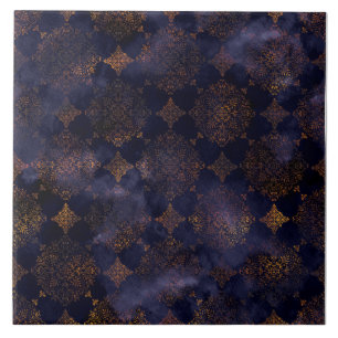 Padrão de Aquarela de Cobre Patina Damask