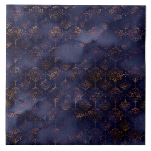 Padrão de Aquarela de Cobre Patina Damask