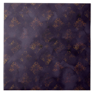 Padrão de Aquarela de Cobre Patina Damask