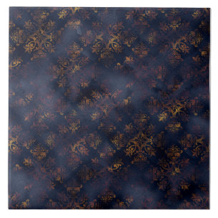 Padrão de Aquarela de Cobre Patina Damask