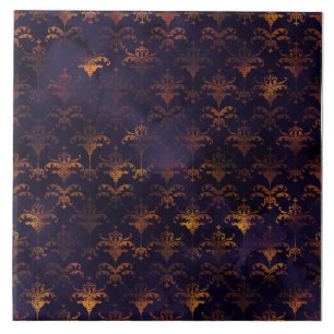 Padrão de Aquarela de Cobre Patina Damask