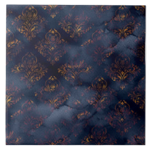 Padrão de Aquarela de Cobre Patina Damask