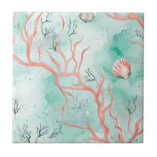 Padrão de aquarela de concha de recife de coral (3