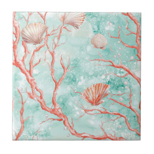 Padrão de aquarela de concha de recife de coral (4