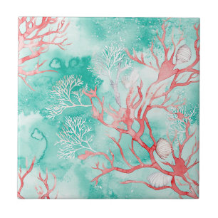Padrão de aquarela de concha de recife de coral (9