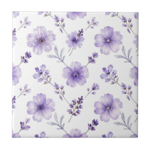 Padrão de Aquarela de Flor de Linho Roxo Lavanda
