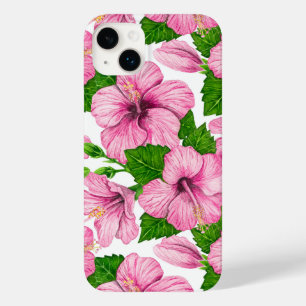 Padrão de aquarela de hibisco rosa