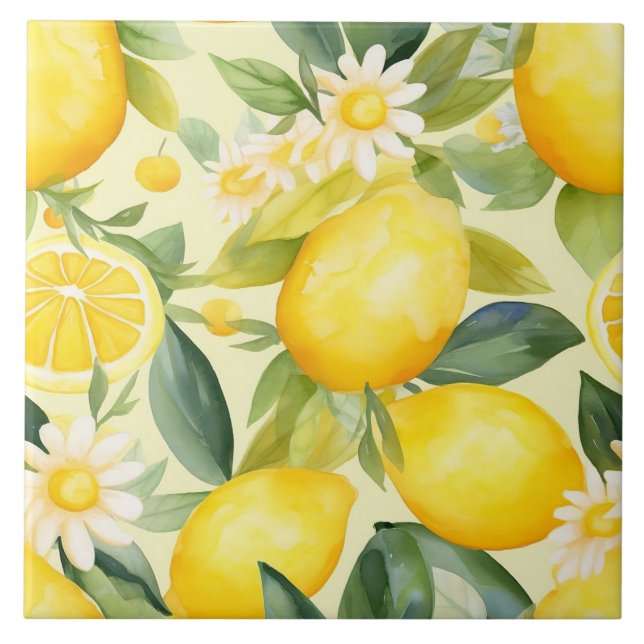 Padrão de Aquarela de Limão e Margarida (Frente)