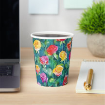 Padrão de aquarela de roseiras em flor
