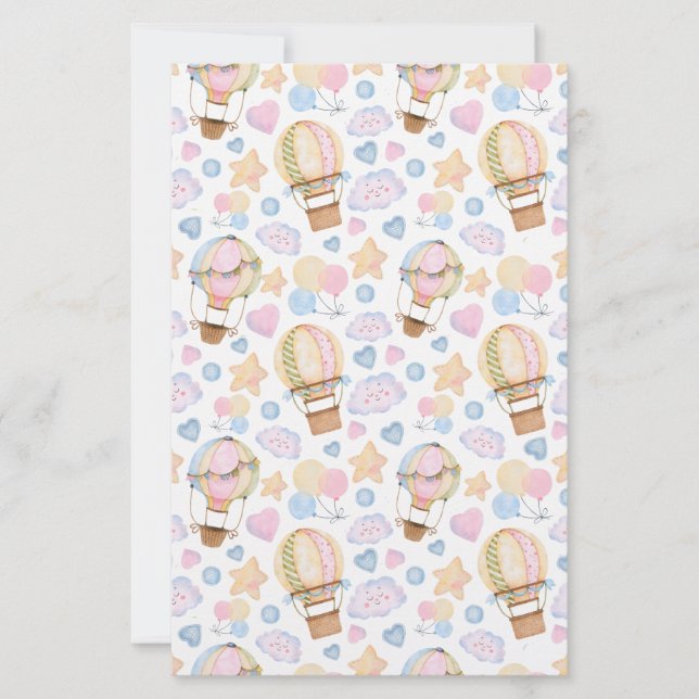 Padrão de Aquarela do Balão de Ar Quente (Frente)