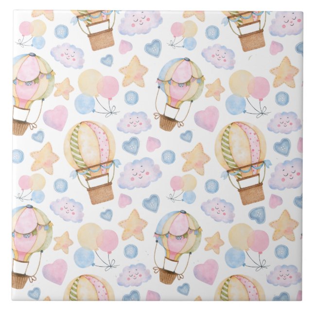 Padrão de Aquarela do Balão de Ar Quente (Frente)