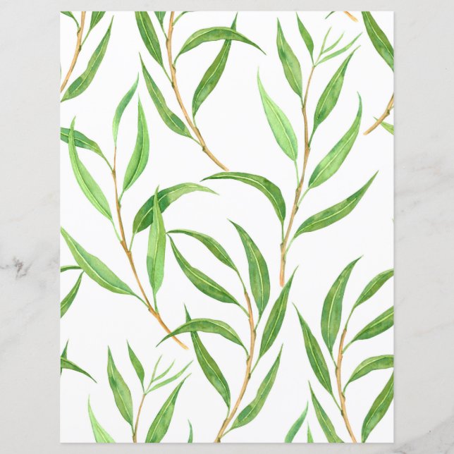 Padrão de aquarela Eucalyptus em branco (Frente)
