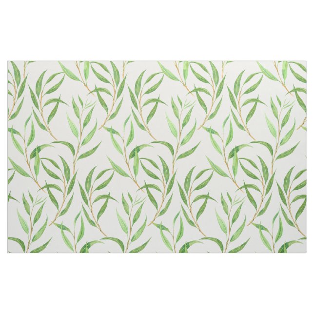 Padrão de aquarela Eucalyptus em tecido branco (Fat Quarter)