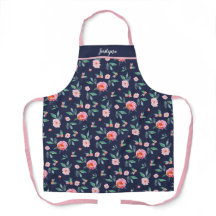 Padrão de Aquarela Floral Azul de Marinho Rosa Per