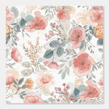 Padrão de Aquarela Floral Jardim de Coral Rosado