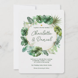 Padrão de Aquarela Tópica | Convite Para Casamento
