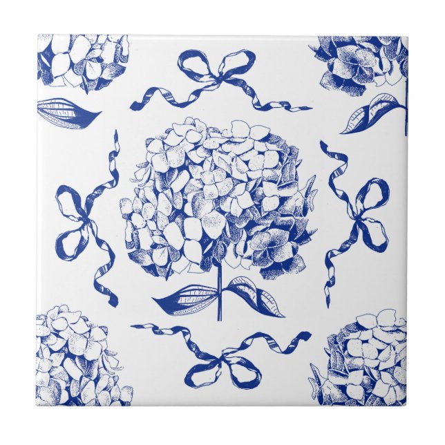 Padrão de Arco de Hydrangea de Toile Azul de Pré-d (Frente)
