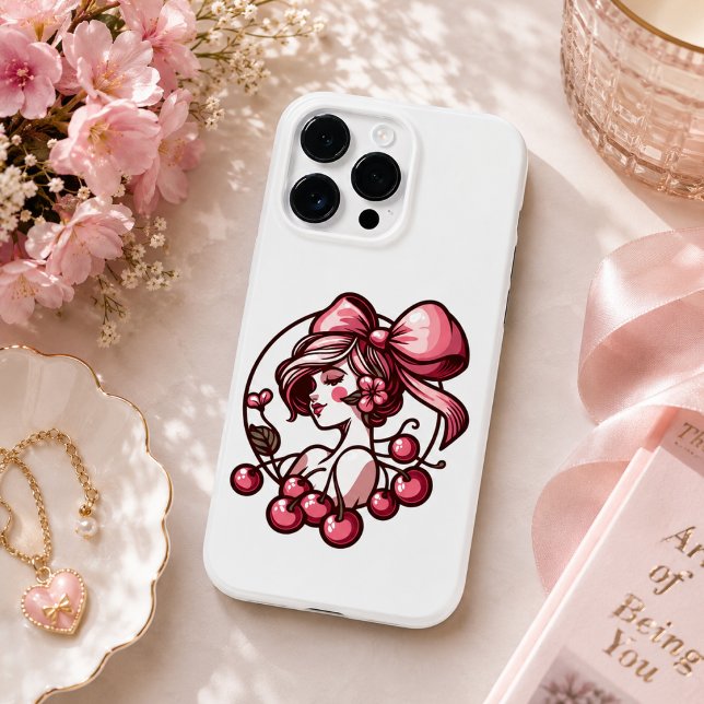 padrão de arco e cereja  (bow and cherry pattern Case-Mate iPhone case)