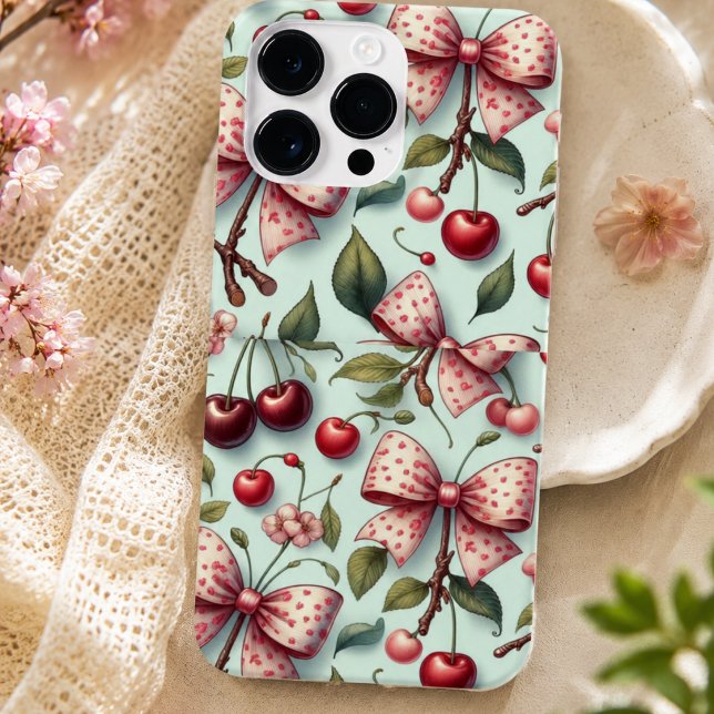 padrão de arco e cereja  (bow and cherry pattern Case-Mate iPhone case)