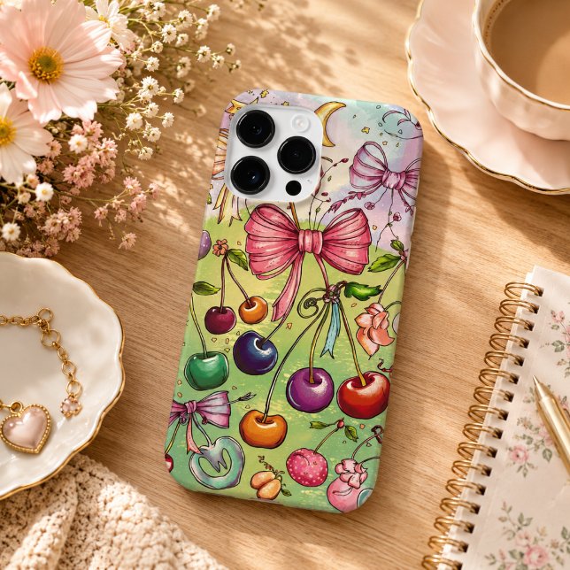padrão de arco e cereja  (bow and cherry pattern Case-Mate iPhone case)