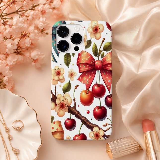 padrão de arco e cereja  (bow and cherry pattern Case-Mate iPhone case)