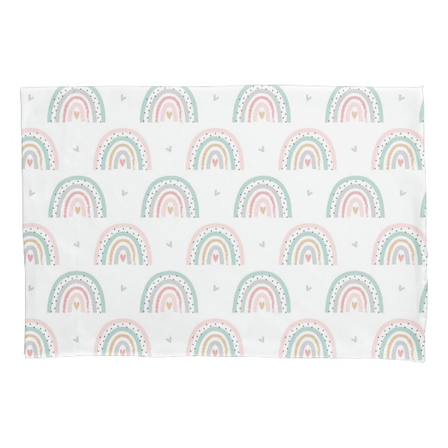 Padrão de Arco-Íris Pastel com Corações (Frente)