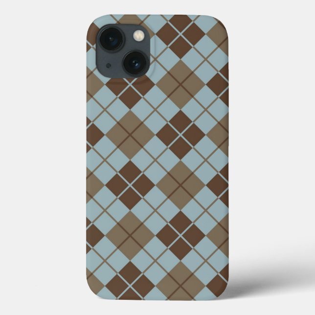 Padrão de Argyle em Azul e Taupe (Verso)