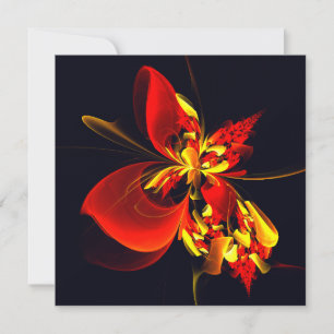 Padrão de Arte Abstrata Floral Amarelo Vermelho Mo