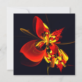 Padrão de Arte Abstrata Floral Amarelo Vermelho Mo
