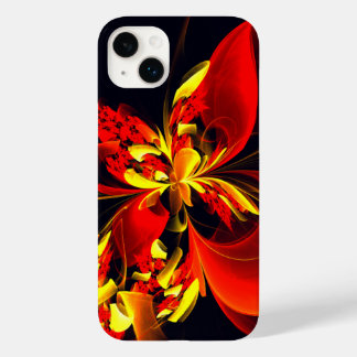 Padrão de Arte Abstrata Floral Amarelo Vermelho Mo