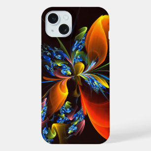 Padrão de Arte Abstrata Moderna Floral Laranja Azu