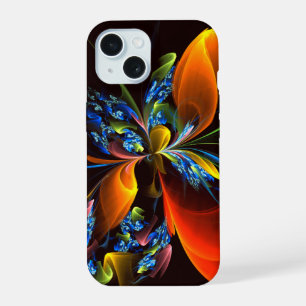 Padrão de Arte Abstrata Moderna Floral Laranja Azu