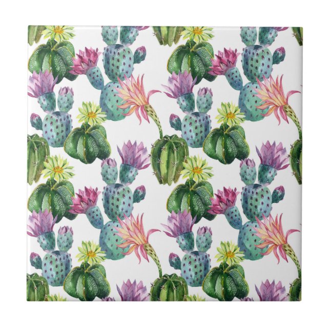 Padrão de Arte de Cactos de Aquarela (Frente)