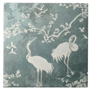 Padrão de arte de grous elegantes   Pássaros grous