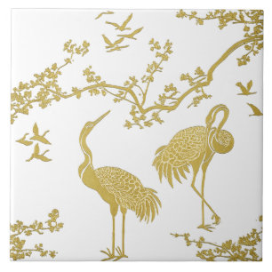 Padrão de arte de grous elegantes   Pássaros grous