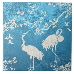 Padrão de arte de grous elegantes   Pássaros grous