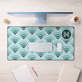 Padrão de Arte de Ondas Verdes Azuis Azuis de Ombr