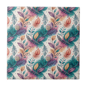 Padrão de Arte Floral Botânico em Aquarela Fluida