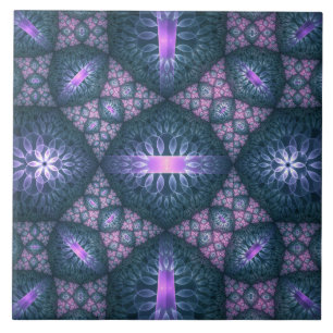 Padrão de Arte Fractal 3D Turquesa Roxo Rosa