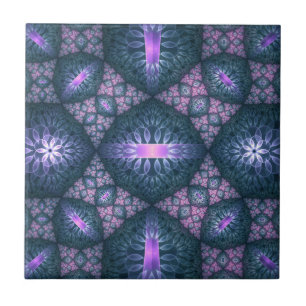 Padrão de arte fractal 3D turquesa roxo rosa