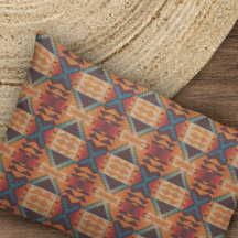 Padrão de Arte Tribal Vermelho Laranja Laranja Azu