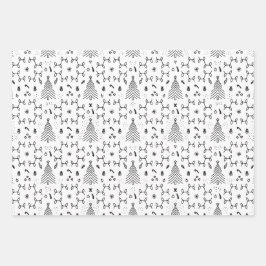 Padrão de Árvore de Pinheiro de Natal Preto Elegan