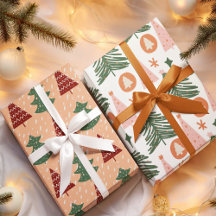 Padrão de Árvores Verdes Retrô Natal Feriado