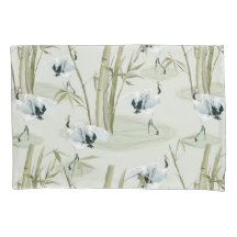 Padrão de Ave Bamboo de Arte Asiática da Aquarela 