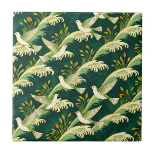 Padrão de Ave Voadora Art Nouveau Elegante Naturez
