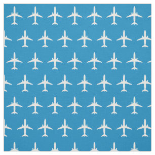 Padrão de avião branco E175 Jet no Tecido azul