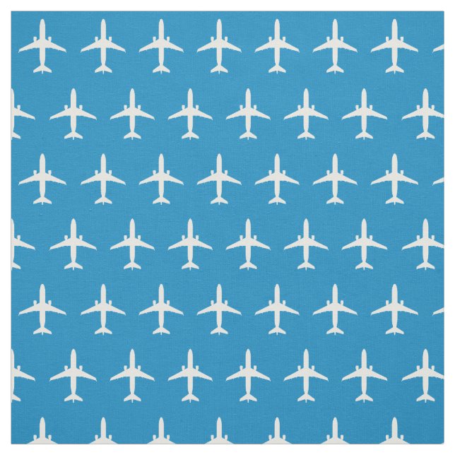 Padrão de avião branco E175 Jet no Tecido azul (Modelo)